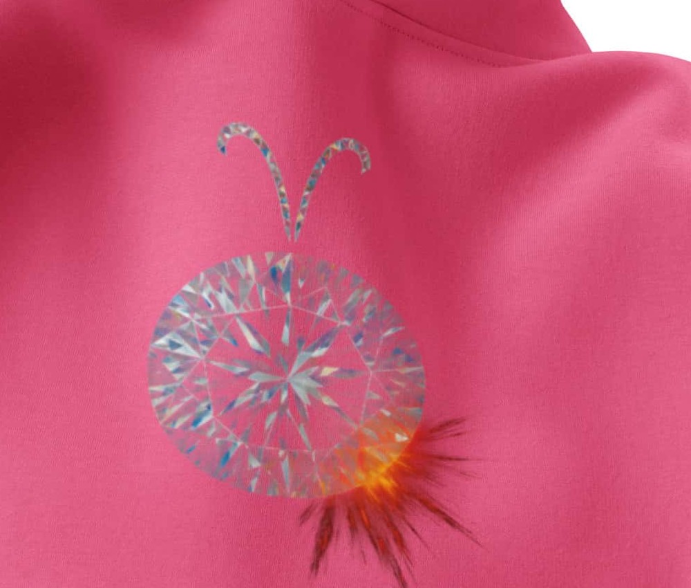 Aries Diamond Women's Relaxed Hoodie, cropped to show the diamond emblem print