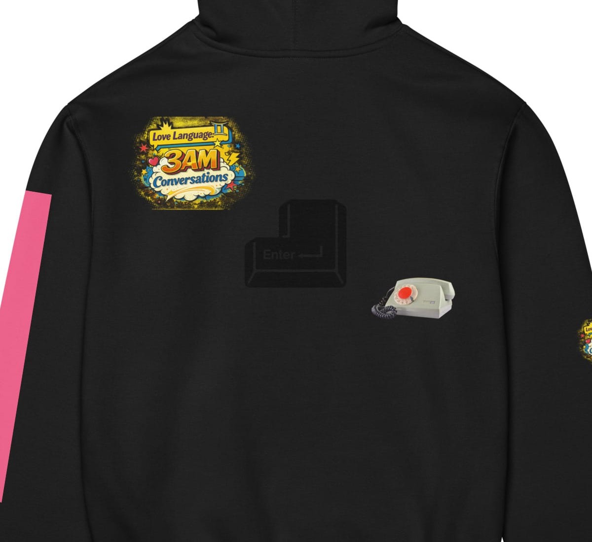 Gemini Love Language Hoodie, cropped to show the print text