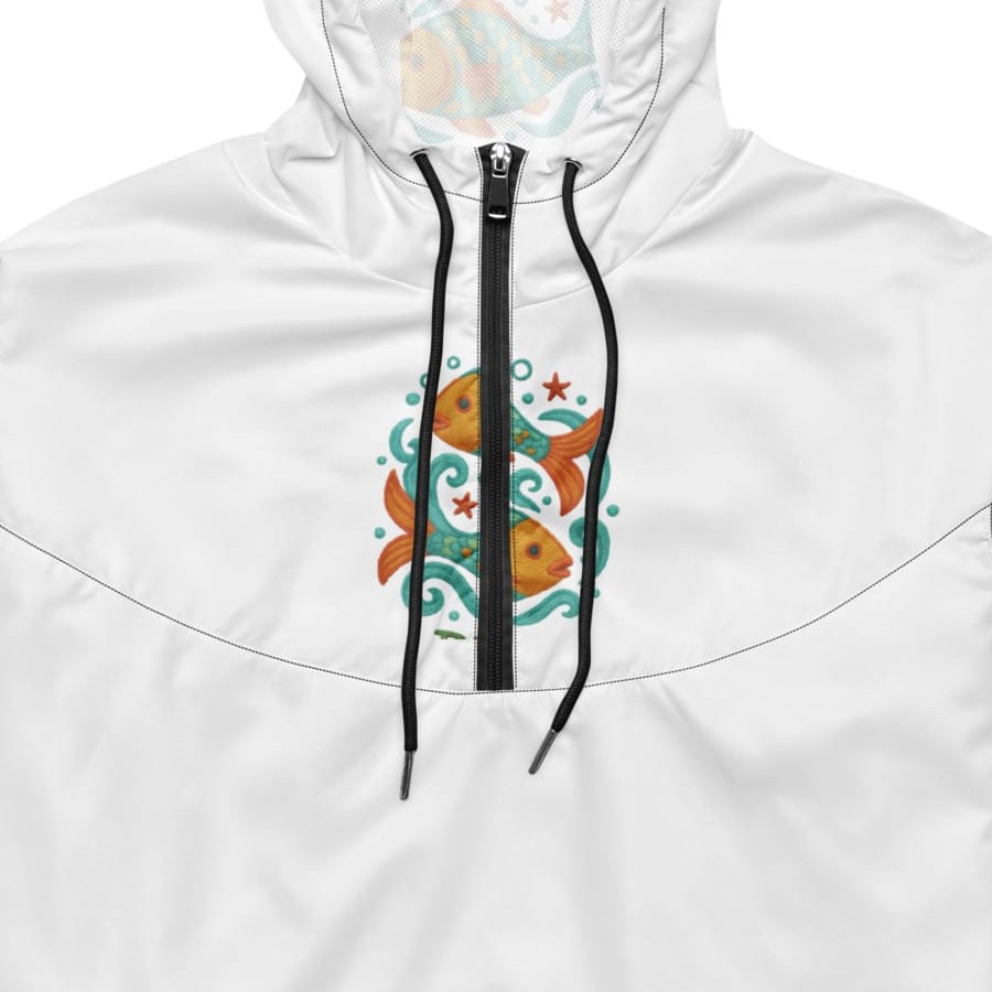 Pisces Cropped Windbreaker, cropped to show the chest fish emblem