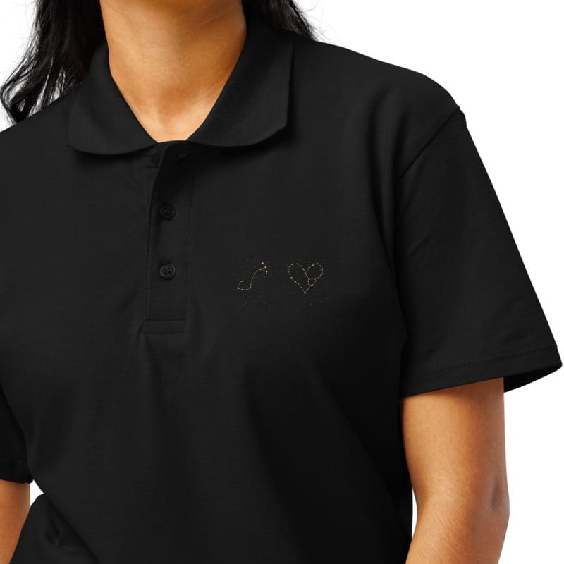 Lovers' Galaxies Premium Polo - Hers, cropped to show the gold constellation heart design
