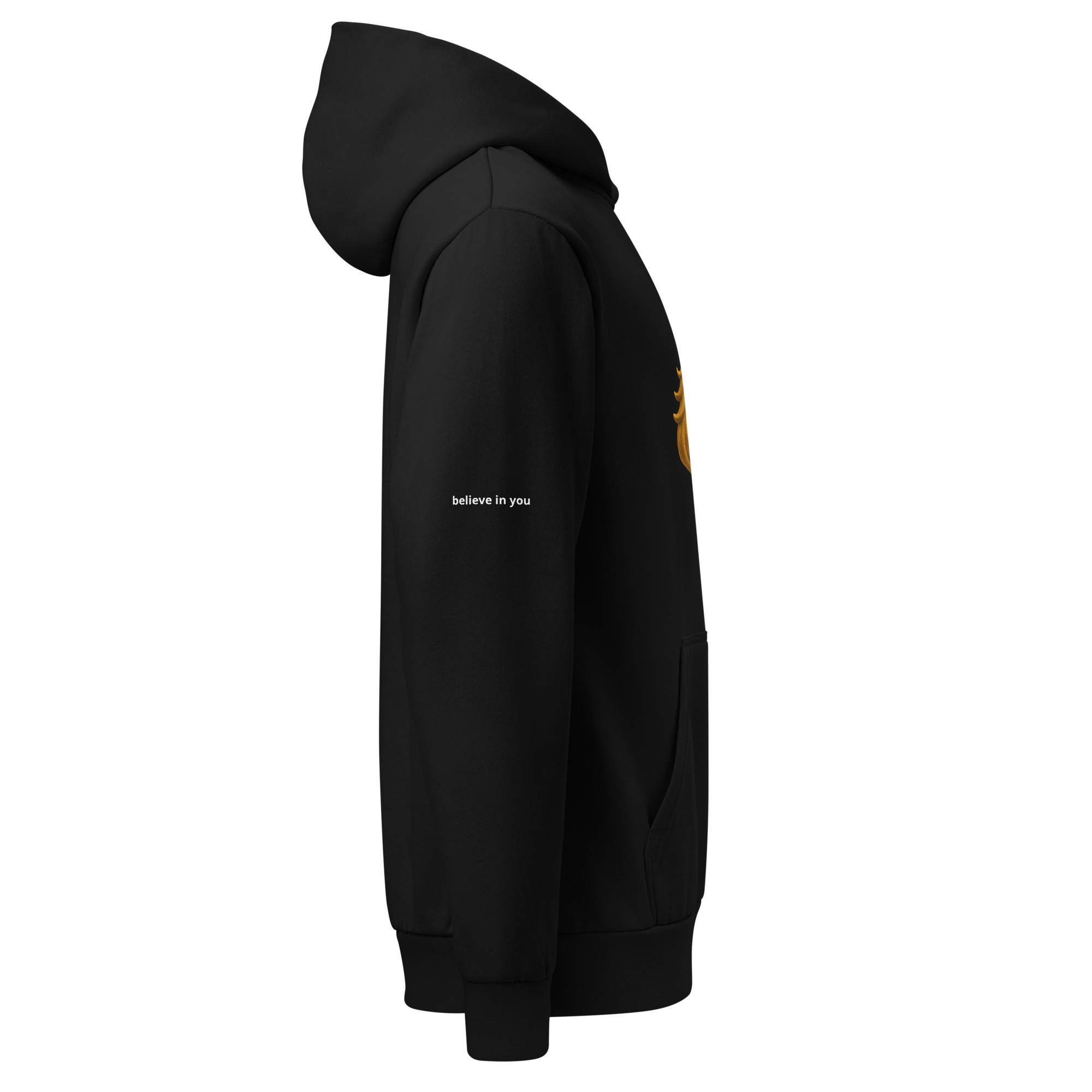 Leo hoodie front graphic close-up