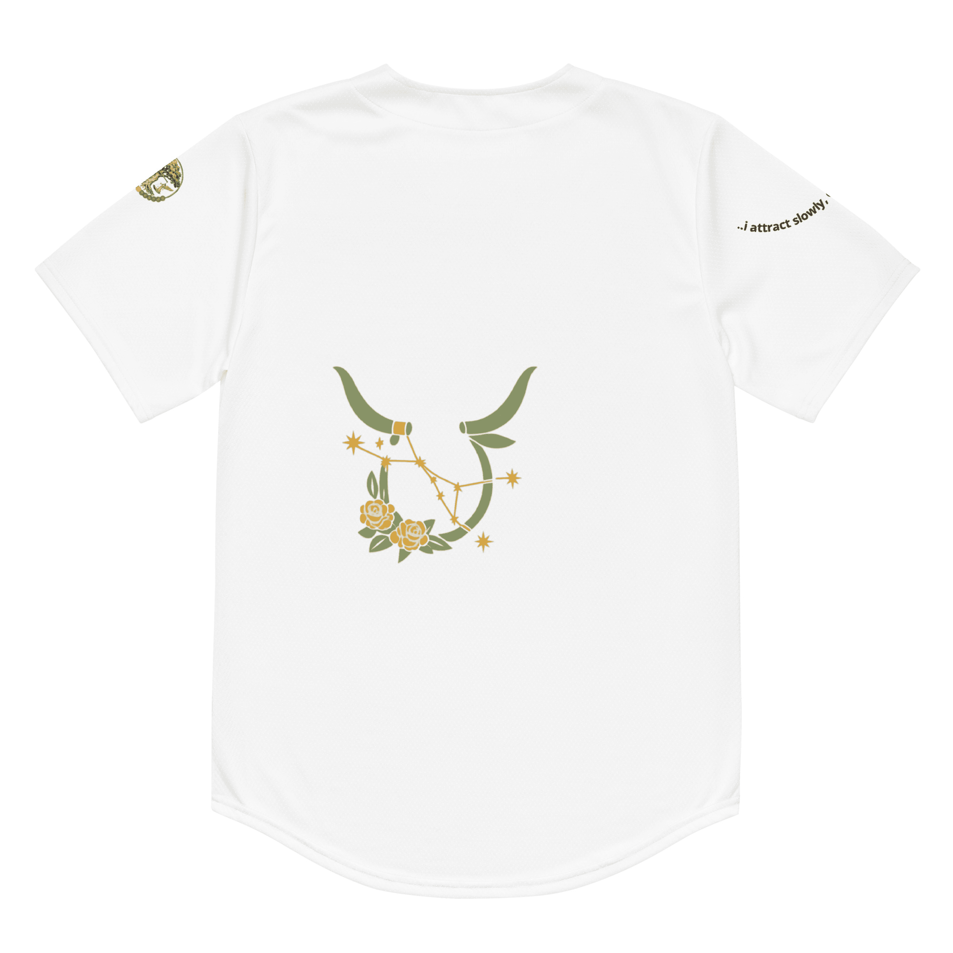 Back view of Taurus recycled baseball jersey