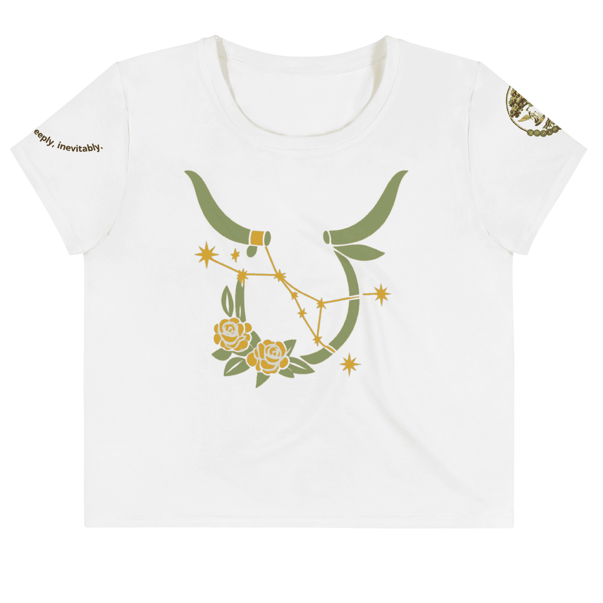 Taurus crop tee front flat lay