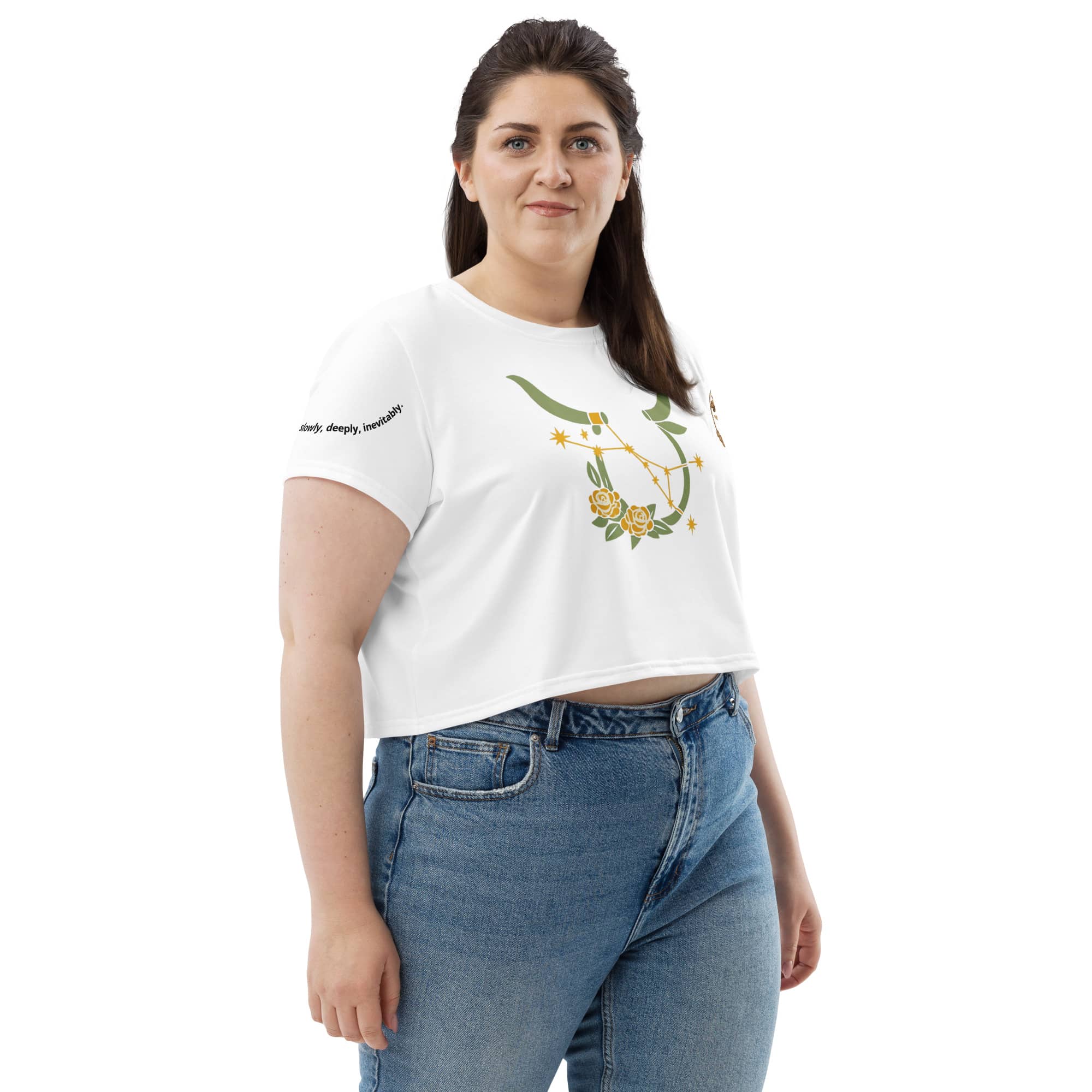 Taurus crop tee lifestyle front look