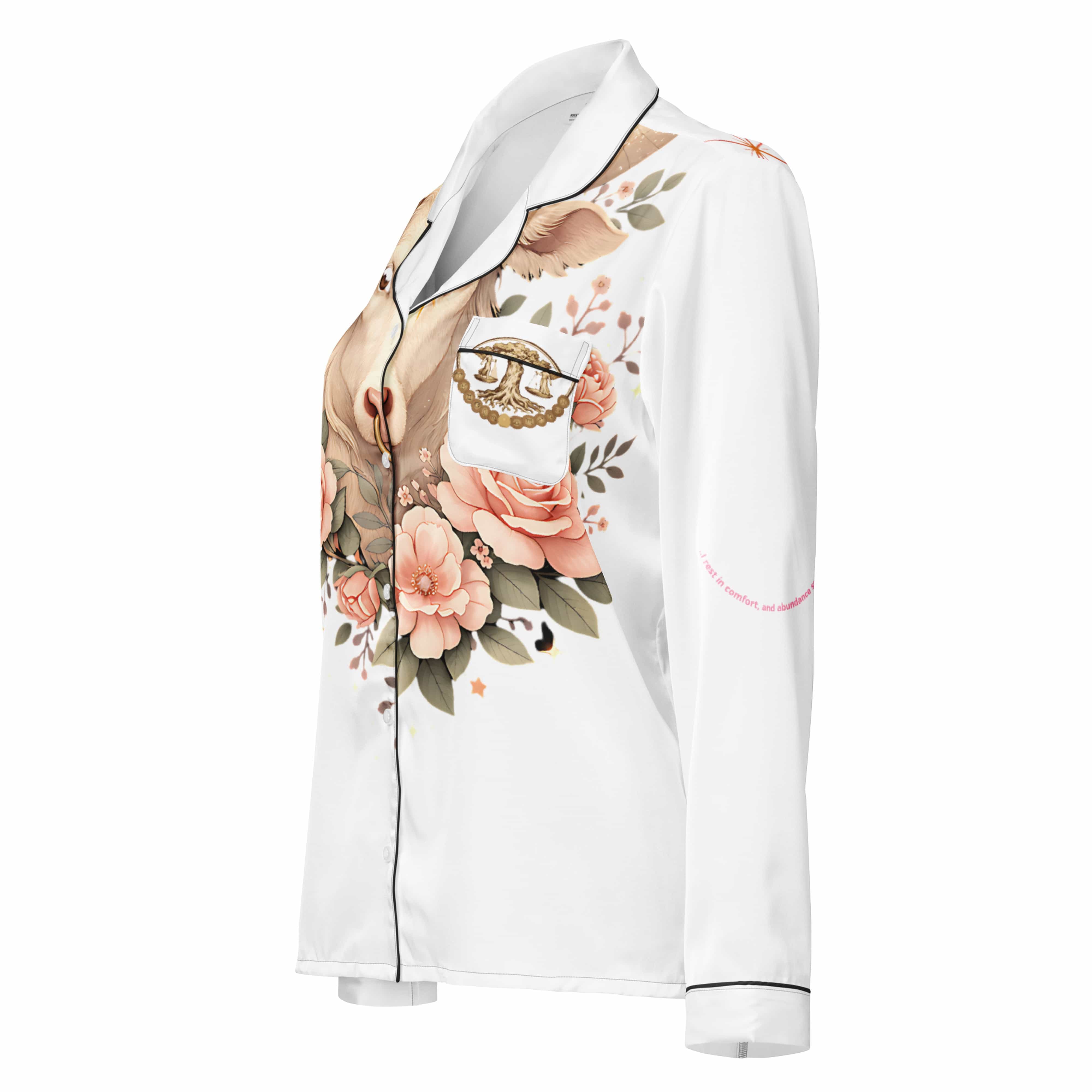 Left side view of Taurus pyjama top